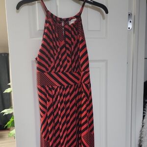 Stylish Red and Black Striped Maxi Dress